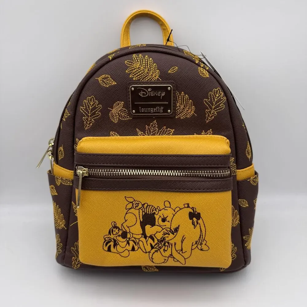 Loungefly Disney Winnie The Pooh Autumn Mini Backpack Bag Brown Yellow NEW RARE
